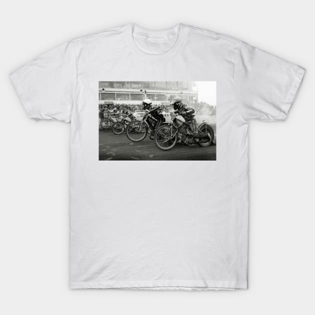 Speedway - Accelerating away at the start of a race T-Shirt by richflintphoto